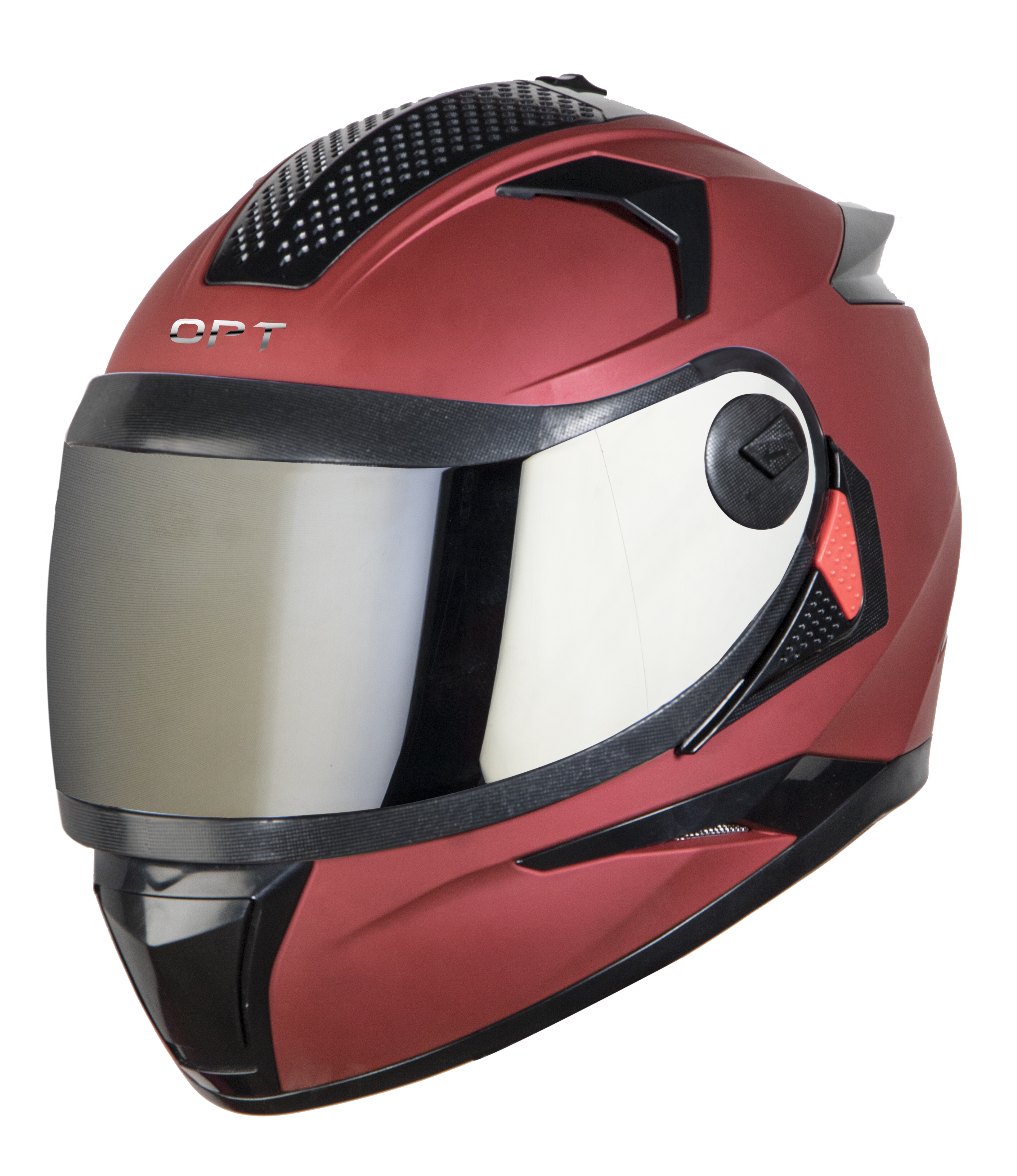SBH-17 OPT MAT MAROON WITH CHROME SILVER VISOR (WITH EXTRA FREE CABLE LOCK AND CLEAR VISOR)